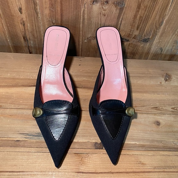 Sale!!🔥Miu Miu Kitten Heel Mules Black - Picture 7 of 11